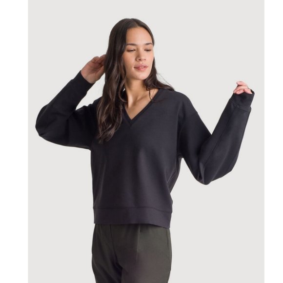 Kit and Ace Cashmere Stretch V-Neck Long Sleeve Sweater Oversized Sweatshirt 10 - Picture 3 of 9
